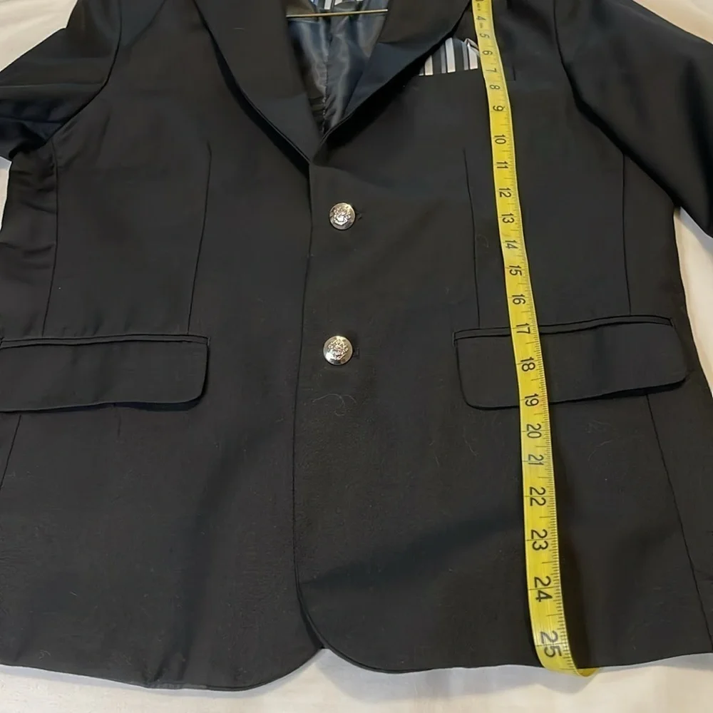 JOHNNIE LANE Boys 14 Black 2-Button‎ Blazer Contrast Lining Church School Party